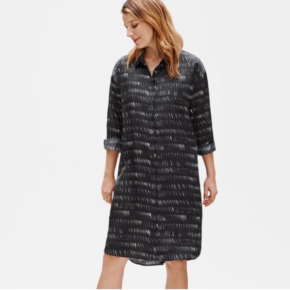 Eileen fisher Silk Organic Cotton Dash Shirtdress, Size Medium